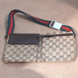 Designer Inspired Signature Beige and Brown Belt Bag